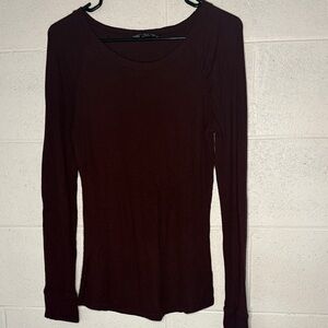 Sanctuary Long Sleeve Burgundy Waffle Top - Size M